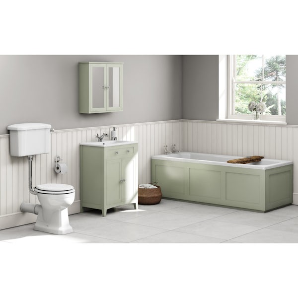 Camberley sage low level furniture suite with straight bath 1700 x 700