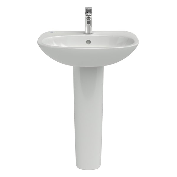 Ideal Standard Tesi 1 tap hole full pedestal basin 550mm