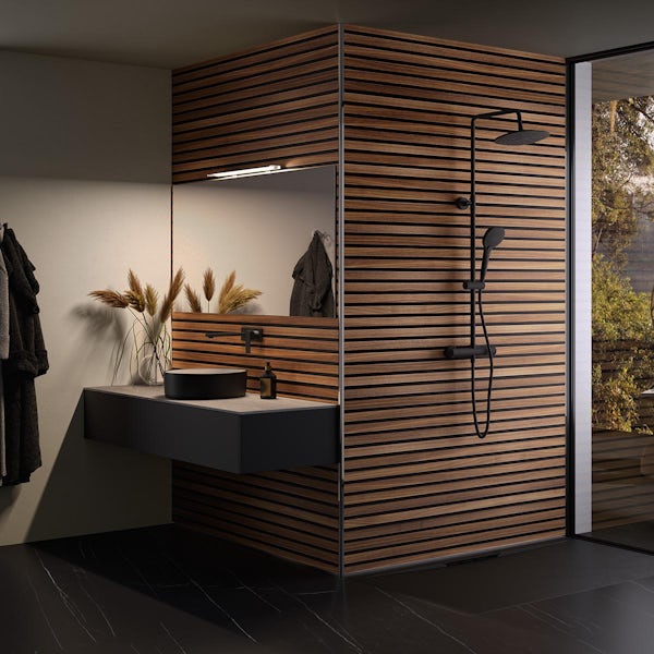 Kinewall Horizontal Wood Design shower wall panel 1200 x 2500