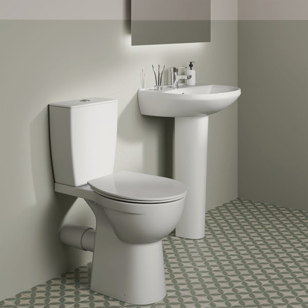 Ideal Standard Eurovit+ comfort height close coupled toilet with soft close seat