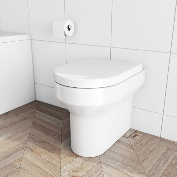 Orchard Wharfe back to wall cloakroom suite with full pedestal basin 500mm