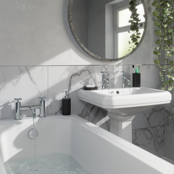The Bath Co. Aylesford Modern basin and bath pillar tap pack