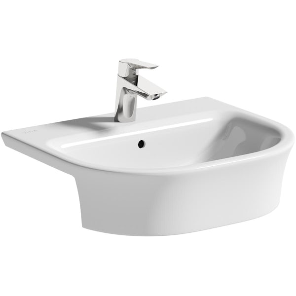 VitrA Ava 1 tap hole semi recessed compact washbasin 550mm