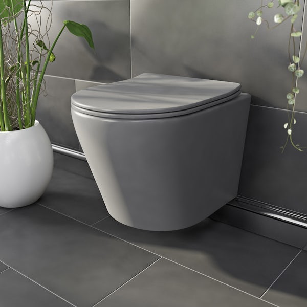 Mode Orion stone grey wall hung toilet and soft close seat