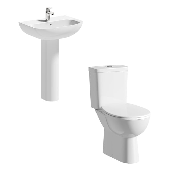 Grohe Bau rimless cloakroom suite with full pedestal basin 550mm
