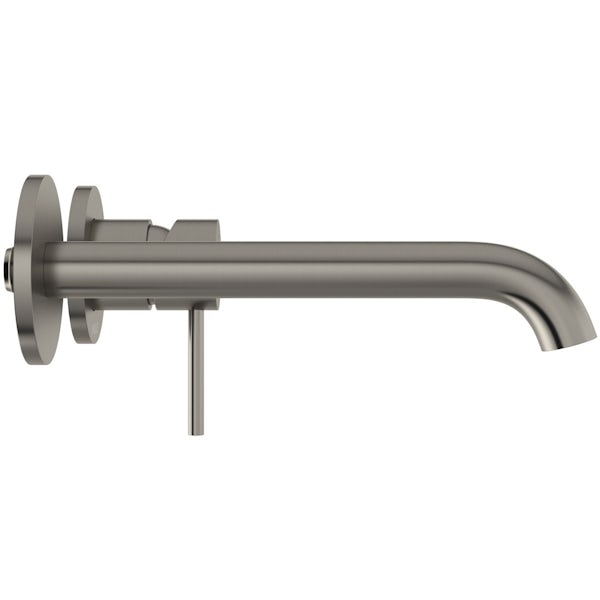Mode Spencer round wall mounted brushed nickel bath mixer tap offer pack