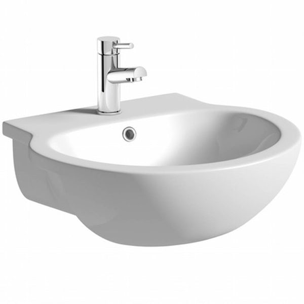 Maine Florence 1 tap hole semi recessed countertop basin 545mm with waste