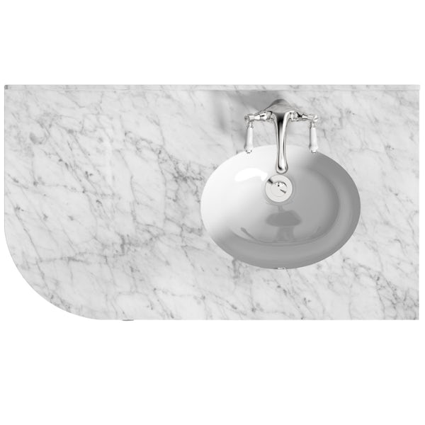 The Bath Co. Chartham slate matt grey left handed floorstanding vanity unit and white marble basin 900mm