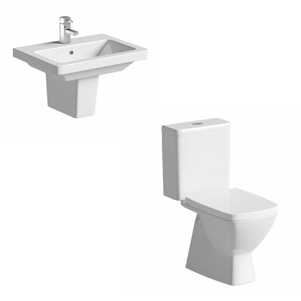 Mode Cooper complete cloakroom suite with semi pedestal basin 550mm, tap and waste