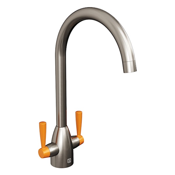 The Tap Factory Vibrance kitchen mixer tap with nickel and English mustard finish