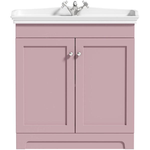 The Bath Co. Ascot pink floorstanding vanity unit and ceramic basin 800mm