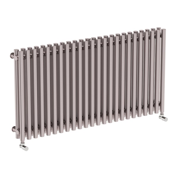 Tune matt nickel double horizontal radiator 600 x 1190