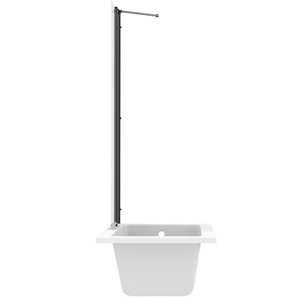 Orchard straight shower bath with 6mm black double panel square edge shower screen
