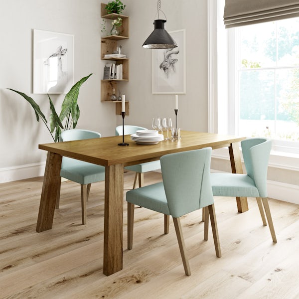Lincoln Oak Dining Table With 4 X, Light Oak Dining Chairs Set Of 4