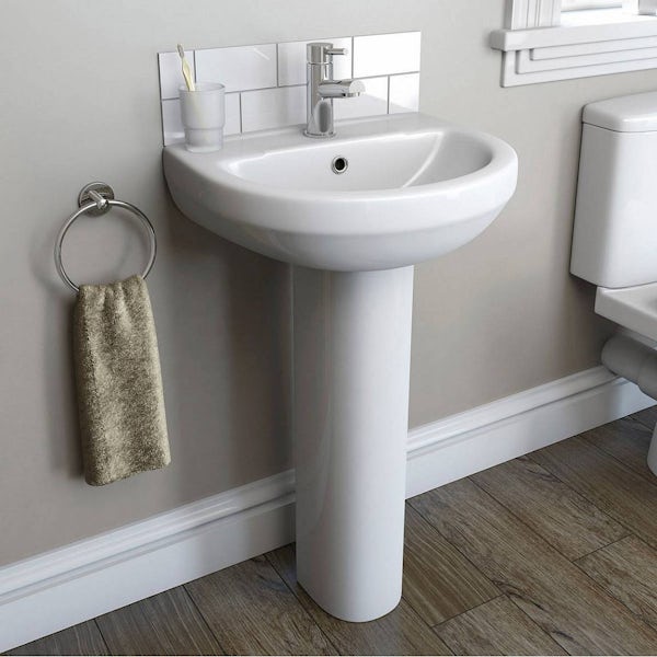 Eden back to wall toilet and white toilet unit with full pedestal basin 550mm