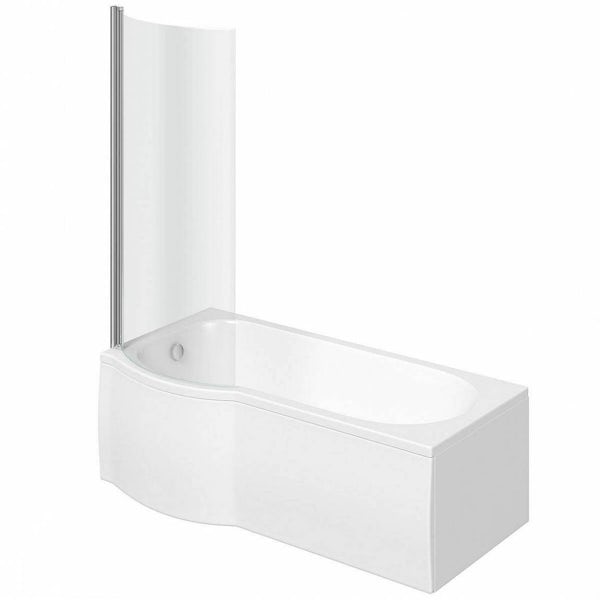 Orchard P shaped left handed shower bath with screen and bath mixer tap pack