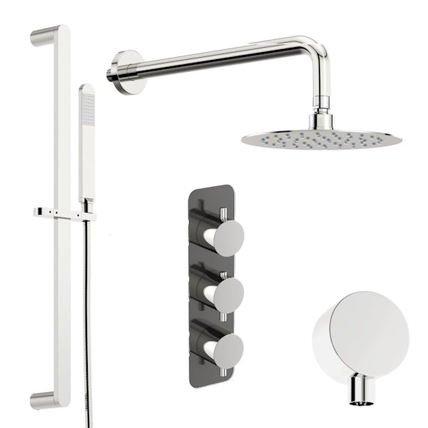 Mode Heath thermostatic shower valve with slider rail and wall shower set