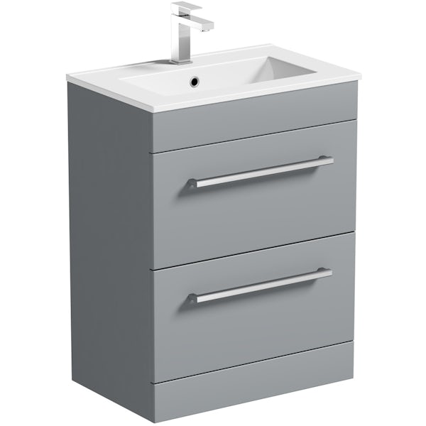 Orchard Derwent stone grey furniture package with floorstanding vanity unit 600mm