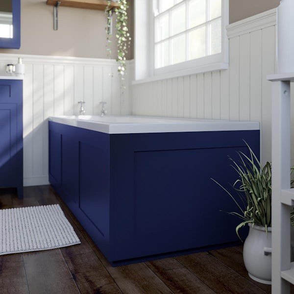 The Bath Co. Camberley navy wooden straight bath end panel 700mm