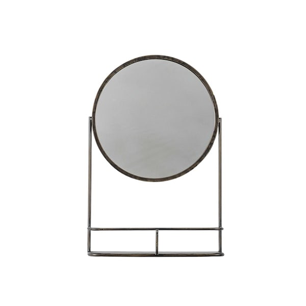 Accents Emerson round framed mirror 630 x 420mm with shelf