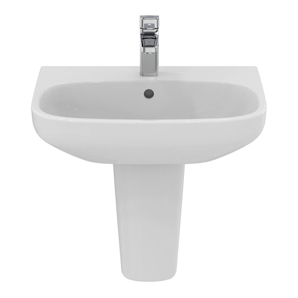Ideal Standard i.life A 1 tap hole semi pedestal basin 600mm and fixing kit