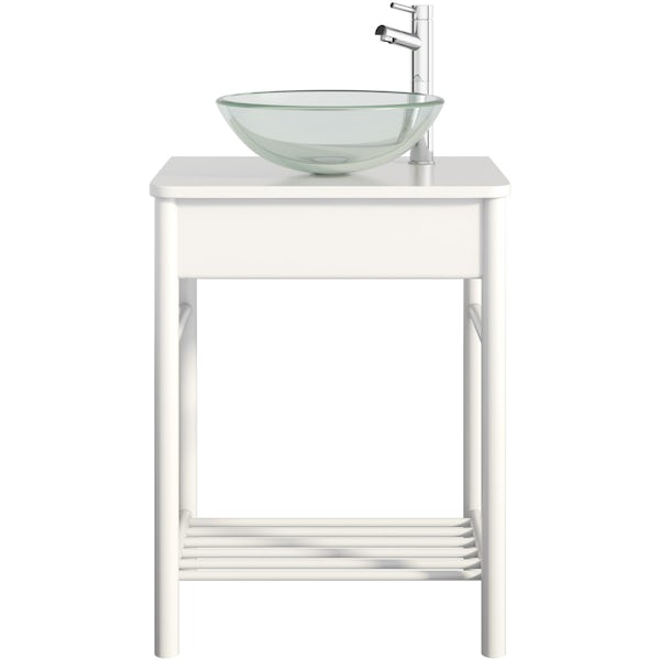 Mode South Bank white washstand with Mackintosh basin, tap and waste