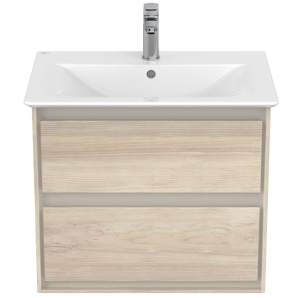Ideal Standard Concept Air complete left hand wood light brown furniture and shower bath suite 1700 x 800
