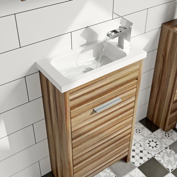 Clarity walnut cloakroom unit with basin 450mm