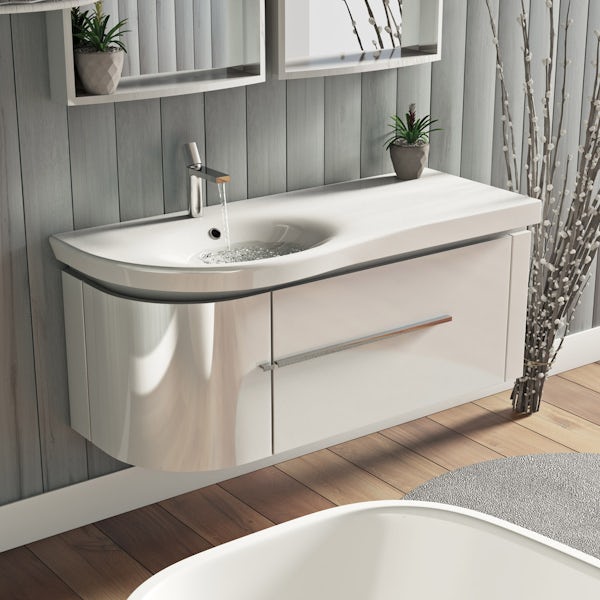 Mode Burton white wall hung vanity unit and basin 1200mm with tap