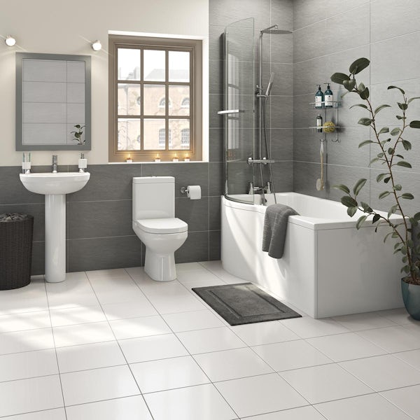 Orchard Balance bathroom suite with left handed P shaped shower bath 1700 x 850