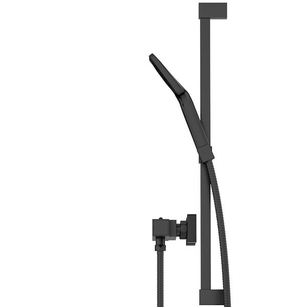 Orchard matt black thermostatic square shower mixer with slider rail kit
