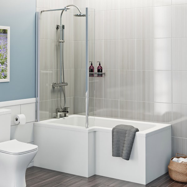Orchard L shaped left handed shower bath 1500mm with 6mm shower screen