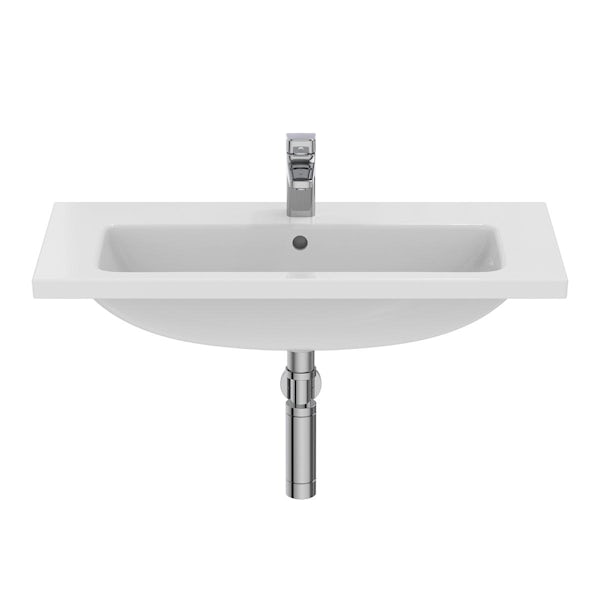 Ideal Standard i.life S 1 tap hole wall hung basin 800mm with fixing kit and bottle trap