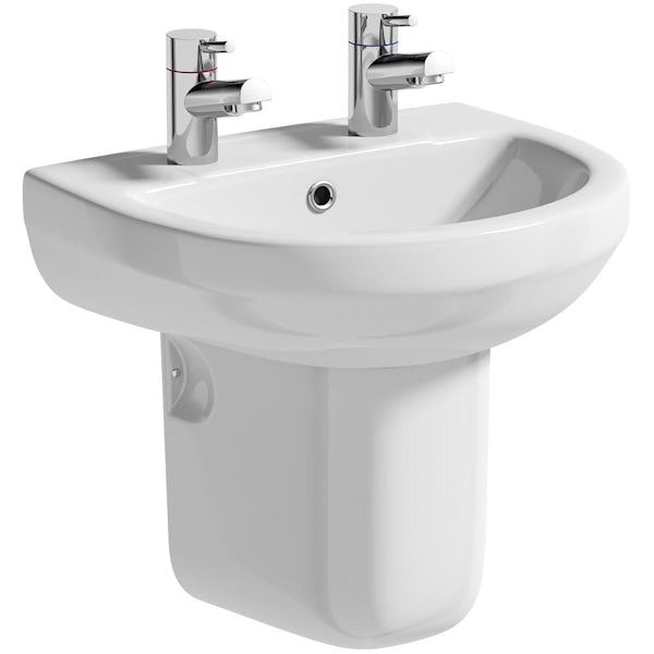 Orchard Eden II 510 semi pedestal basin with 2 tap holes