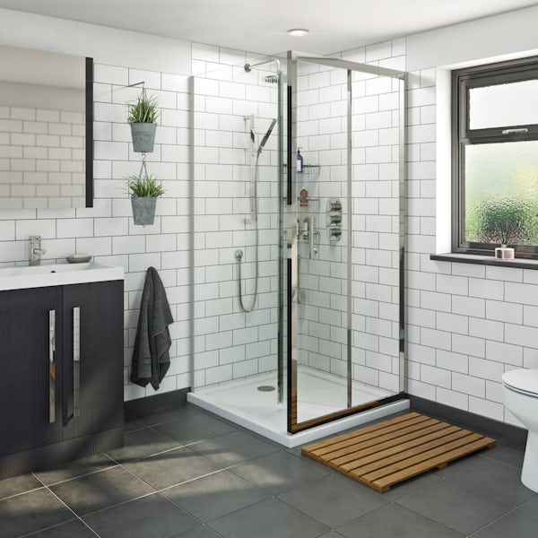 Orchard 6mm bifold square shower enclosure with stone tray