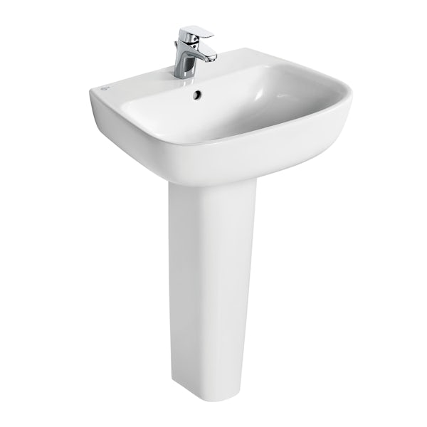 Ideal Standard Studio Echo left hand shower bath suite with full pedestal basin 1700 x 800