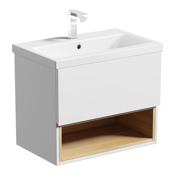 Ceramic Basin 600mm With Storage Unit, Haywood Grey 600mm Modern Sink Vanity Unit Toilet Package