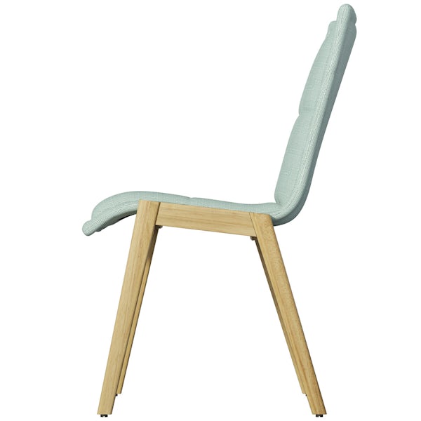 Hadley oak and light cyan pair of dining chairs