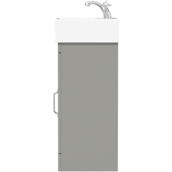 The Bath Co. Aylesford pebble grey floorstanding vanity unit and ceramic basin 400mm with tap
