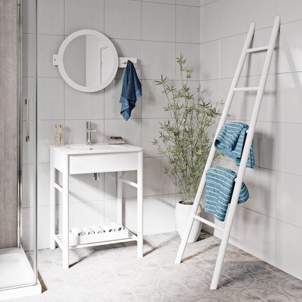 Mode South Bank white furniture package with towel ladder
