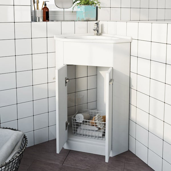 Clarity Compact white corner vanity unit and basin