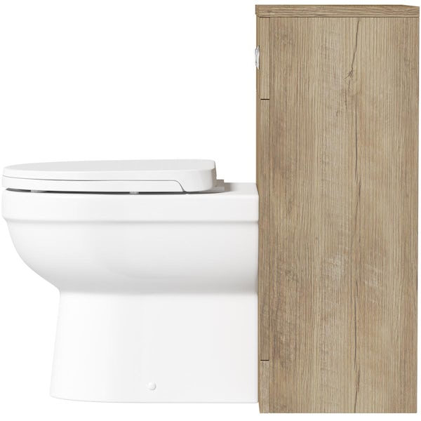 Orchard Lea oak slimline back to wall unit 500mm and Eden back to wall toilet with seat
