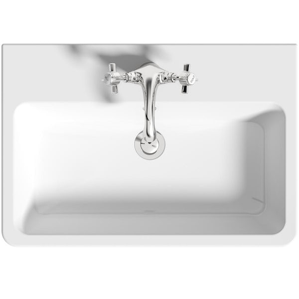 The Bath Co. Aylesford linen white floorstanding vanity unit and ceramic basin 575mm