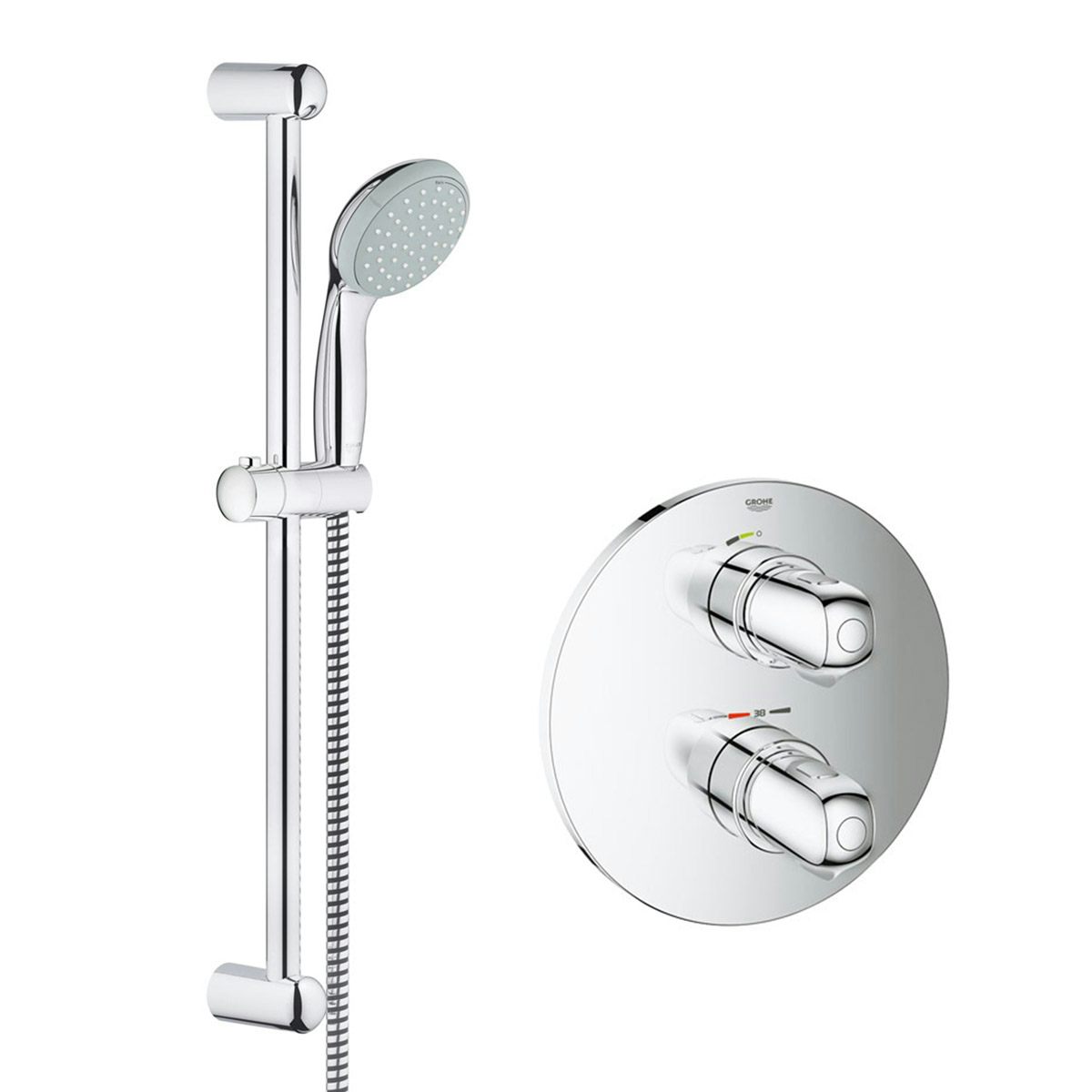 Bøde gas Ideel Grohe Grohtherm 1000 concealed thermostatic shower set with slider rail kit  | VictoriaPlum.com