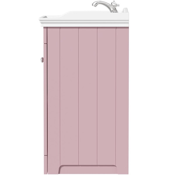 The Bath Co. Ascot pink floorstanding vanity unit and ceramic basin 600mm with tap