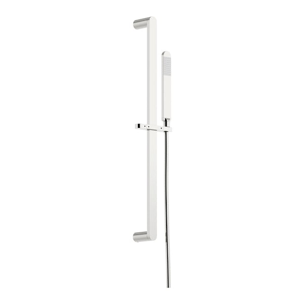 SmarTap white smart shower system with round slider rail and wall shower set