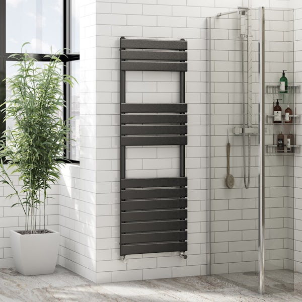 Signelle anthracite heated towel rail 1500 x 500 offer pack