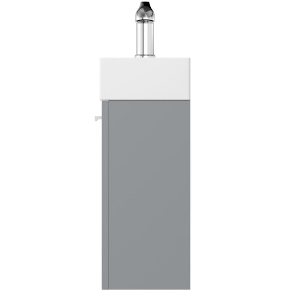Clarity Compact satin grey wall hung vanity unit and basin 410mm