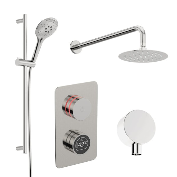Mode Touch digital thermostatic shower set with round wall arm and slider kit