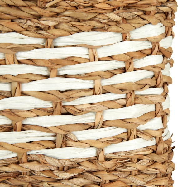 Rectangular natural and white seagrass basket